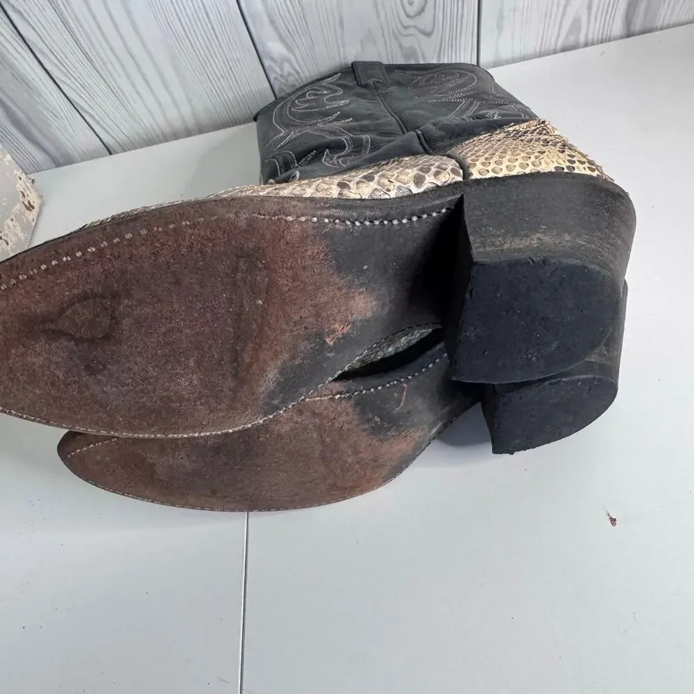 ACME VTG Men Python Snakeskin Leather Western Boots Rodeo USA 8 M (9.5 Women’s)